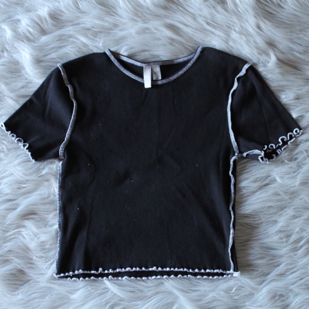 Black Stitch Seam top-ASOS